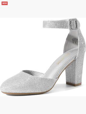 Women's Chunky Heel Ankle Strap Pumps 3.3 Inch Block Heel Wedding Shoes